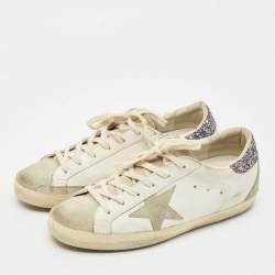 Pre Owned Golden Goose Two Tone Leather And Suede Super Star Sneakers Size 39