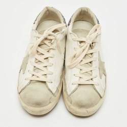 Pre Owned Golden Goose Two Tone Leather And Suede Super Star Sneakers Size 39