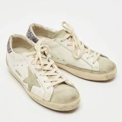 Pre Owned Golden Goose Two Tone Leather And Suede Super Star Sneakers Size 39