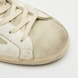 Pre Owned Golden Goose Two Tone Leather And Suede Super Star Sneakers Size 39