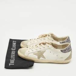 Pre Owned Golden Goose Two Tone Leather And Suede Super Star Sneakers Size 39
