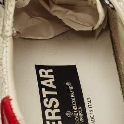 Pre Owned Golden Goose White Leather and Patent Leather Super Star Lace Up Sneakers Size 37