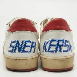 Pre Owned Golden Goose White Leather and Mesh Ballstar Lace Up Sneakers Size 45