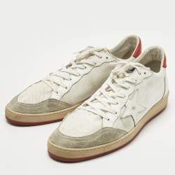Pre Owned Golden Goose White Leather and Mesh Ballstar Lace Up Sneakers Size 45