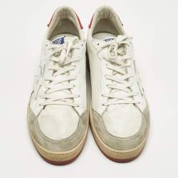 Pre Owned Golden Goose White Leather and Mesh Ballstar Lace Up Sneakers Size 45