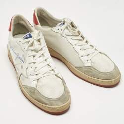 Pre Owned Golden Goose White Leather and Mesh Ballstar Lace Up Sneakers Size 45