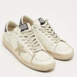 Pre Owned Golden Goose White Leather Stardan Lace Up Sneakers Size 42