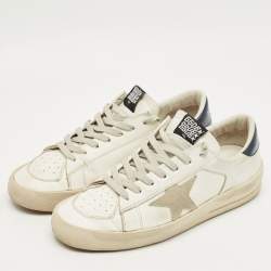 Pre Owned Golden Goose White Leather Stardan Lace Up Sneakers Size 42
