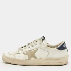 Pre Owned Golden Goose White Leather Stardan Lace Up Sneakers Size 42