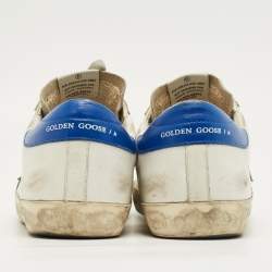 Pre Owned Golden Goose White/Grey Leather and Suede Super-star Lace Up Sneakers Size 43