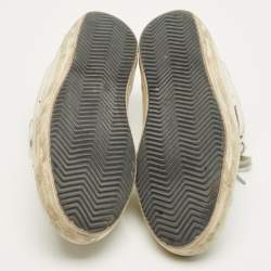 Pre Owned Golden Goose White/Grey Leather and Suede Super-star Lace Up Sneakers Size 43