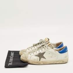 Pre Owned Golden Goose White/Grey Leather and Suede Super-star Lace Up Sneakers Size 43