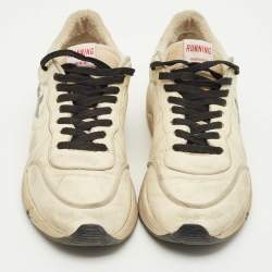 مملوكة مسبقًا حذاء رياضي غولدن غوس جلد ورباط كريمي للجري مقاس 43