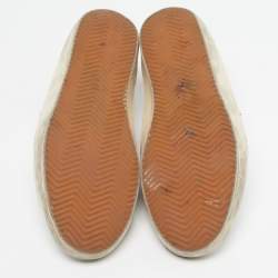 Pre Owned Golden Goose Superstar Size 44 White/Grey Leather and Suede Lace Up Sneakers