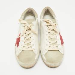 Pre Owned Golden Goose Super Star Size 39 Grey/White Leather and Suede Lace Up Sneakers