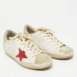 Pre Owned Golden Goose Super Star Size 39 Grey/White Leather and Suede Lace Up Sneakers