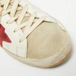Pre Owned Golden Goose Super Star Size 39 Grey/White Leather and Suede Lace Up Sneakers