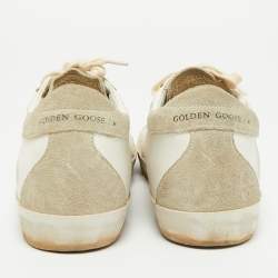 Pre Owned Golden Goose Super Star Size 39 Grey/White Leather and Suede Lace Up Sneakers