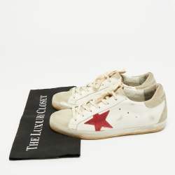 Pre Owned Golden Goose Super Star Size 39 Grey/White Leather and Suede Lace Up Sneakers