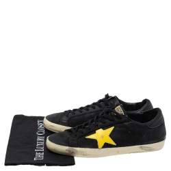 Pre Owned Golden Goose Black Nubuck And Yellow Leather Hi Star Sneakers Size 41