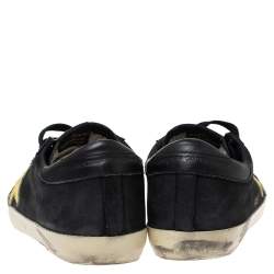 Pre Owned Golden Goose Black Nubuck And Yellow Leather Hi Star Sneakers Size 41