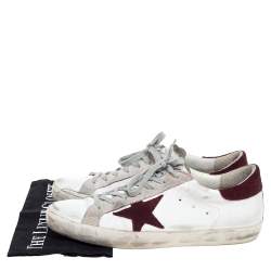 Pre Owned Golden Goose White Leather And Suede Star Superstar Lace Up Sneakers Size 44