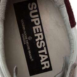 Pre Owned Golden Goose White Leather And Suede Star Superstar Lace Up Sneakers Size 44