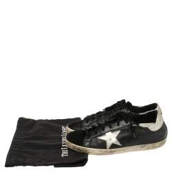 Pre Owned Golden Goose Black Leather Superstar Classic Sneakers Size 39