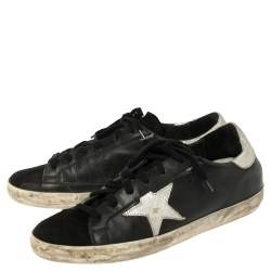 Pre Owned Golden Goose Black Leather Superstar Classic Sneakers Size 39