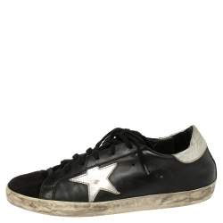 Pre Owned Golden Goose Black Leather Superstar Classic Sneakers Size 39