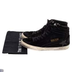 Pre Owned Golden Goose Black Suede Leather Slide High Top Sneakers Size 43
