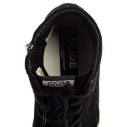 Pre Owned Golden Goose Black Suede Leather Slide High Top Sneakers Size 43