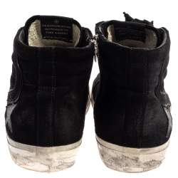 Pre Owned Golden Goose Black Suede Leather Slide High Top Sneakers Size 43