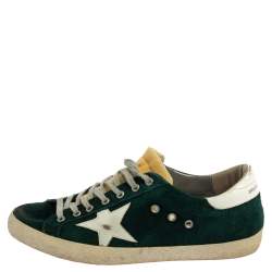 Pre Owned Golden Goose Green Suede Leather Superstar Low Top Sneakers Size 43