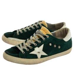 Pre Owned Golden Goose Green Suede Leather Superstar Low Top Sneakers Size 43
