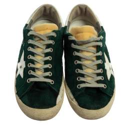 Pre Owned Golden Goose Green Suede Leather Superstar Low Top Sneakers Size 43
