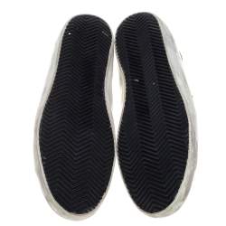 Pre Owned Golden Goose Brown/White Leather And Suede Distressed Superstar Sneakers Size 43