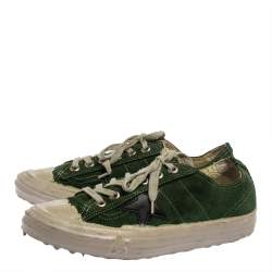 Pre Owned Golden Goose Green Suede V Star Dip Low Top Sneakers Size 40