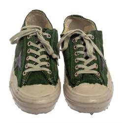 Pre Owned Golden Goose Green Suede V Star Dip Low Top Sneakers Size 40