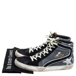 Pre Owned Golden Goose Black/Grey Suede And Leather High Top Sneakers Size 42