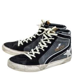 Pre Owned Golden Goose Black/Grey Suede And Leather High Top Sneakers Size 42