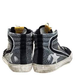 Pre Owned Golden Goose Black/Grey Suede And Leather High Top Sneakers Size 42