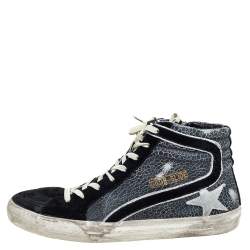 Pre Owned Golden Goose Black/Grey Suede And Leather High Top Sneakers Size 42