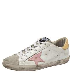 Pre Owned Golden Goose White Leather/Suede Superstar Low Top Sneakers Size 41