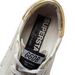Pre Owned Golden Goose White Leather/Suede Superstar Low Top Sneakers Size 41