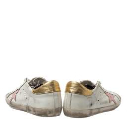 Pre Owned Golden Goose White Leather/Suede Superstar Low Top Sneakers Size 41