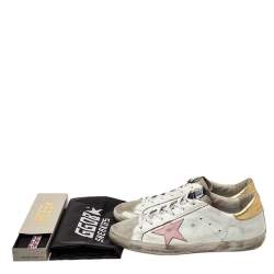Pre Owned Golden Goose White Leather/Suede Superstar Low Top Sneakers Size 41