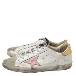Pre Owned Golden Goose White Leather/Suede Superstar Low Top Sneakers Size 41