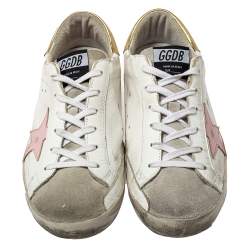 Pre Owned Golden Goose White Leather/Suede Superstar Low Top Sneakers Size 41