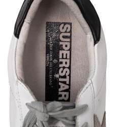 Golden Goose White/Grey Leather And Suede Superstar Low Top Sneakers Size 41